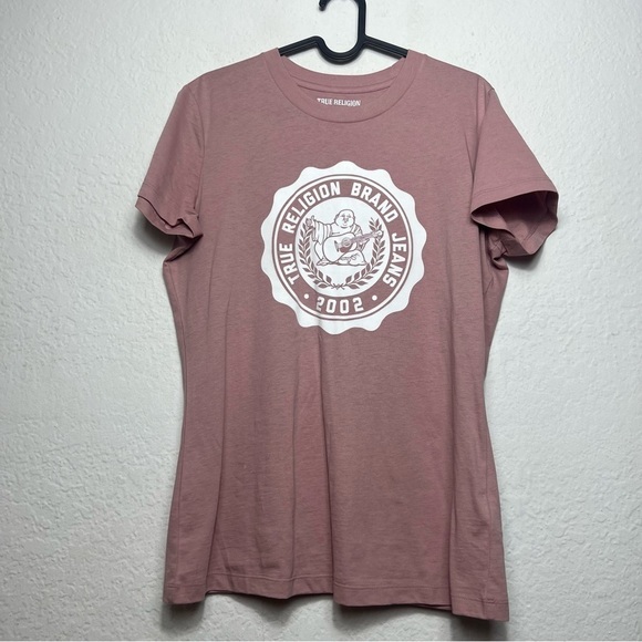True Religion Crewneck Short Sleeve Front Buddha Print Top - Picture 1 of 7